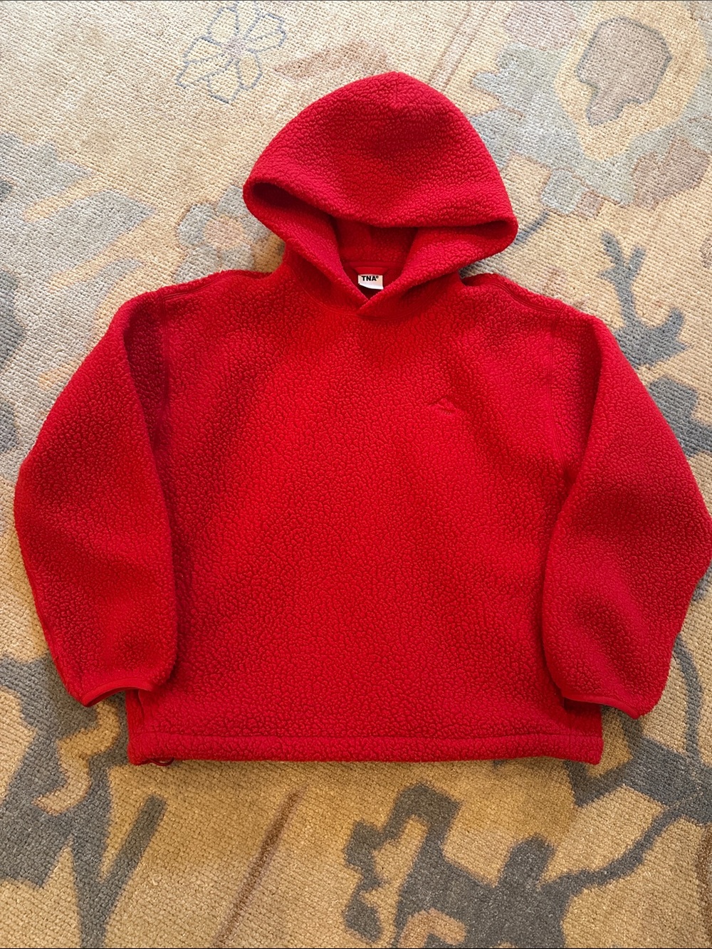 Aritzia Red Hooded Sherpa Fleece Pullover